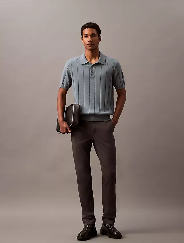 Pantalón chino de algodón elástico Pantalón chino de algodón elástico
