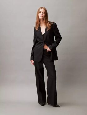 Pantalón de pierna ancha elástico y refinado Pantalón de pierna ancha elástico y refinado