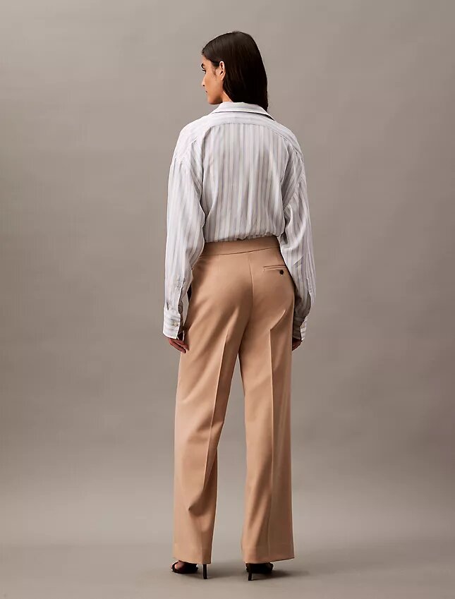 Pantalones acampanados de mezcla de gabardina de lana Pantalones acampanados de mezcla de gabardina de lana