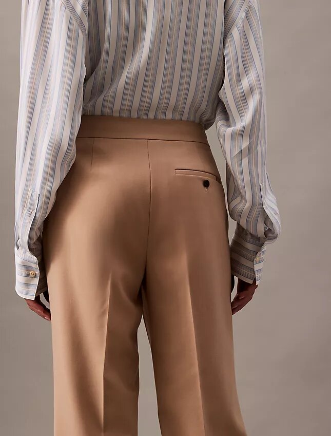 Pantalones acampanados de mezcla de gabardina de lana Pantalones acampanados de mezcla de gabardina de lana