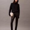 Pantalones ajustados con estampado de espiga en tejido Ponte Pantalones ajustados con estampado de espiga en tejido Ponte