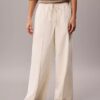 Pantalones anchos con cordón de mezcla de lino Pantalones anchos con cordón de mezcla de lino