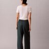 Pantalones anchos con cordón de mezcla de lino Pantalones anchos con cordón de mezcla de lino