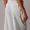 Pantalones anchos con cordón de mezcla de lino Pantalones anchos con cordón de mezcla de lino