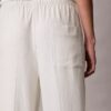 Pantalones anchos con cordón de mezcla de lino Pantalones anchos con cordón de mezcla de lino