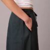 Pantalones anchos con cordón de mezcla de lino Pantalones anchos con cordón de mezcla de lino