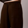 Pantalones anchos con cordón de mezcla de lino Pantalones anchos con cordón de mezcla de lino
