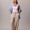 Pantalones cargo holgados de sarga de satén Pantalones cargo holgados de sarga de satén