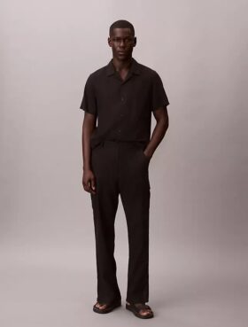 Pantalones cargo rectos holgados de lino y algodón