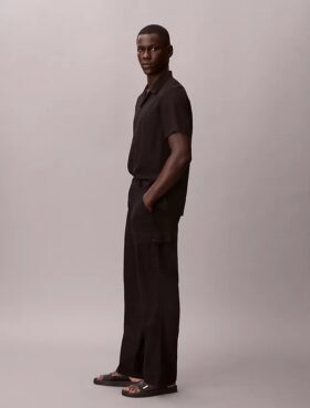 Pantalones cargo rectos holgados de lino y algodón