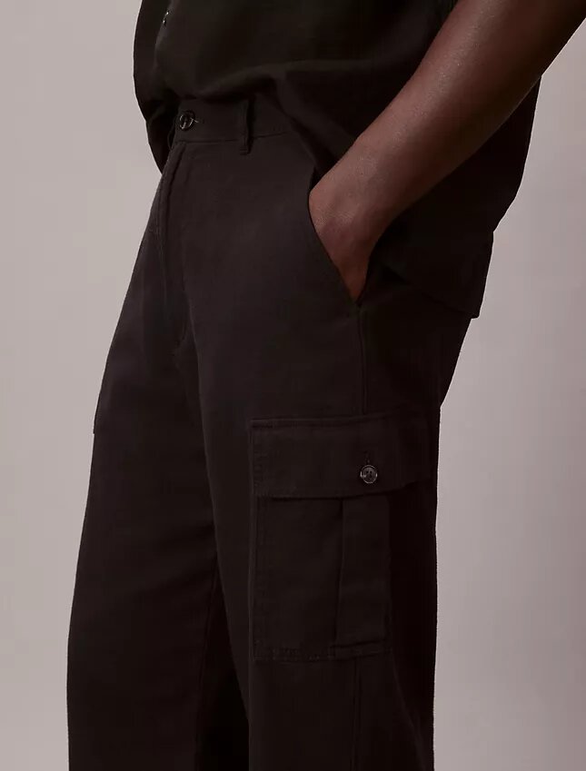 Pantalones cargo rectos holgados de lino y algodón Pantalones cargo rectos holgados de lino y algodón