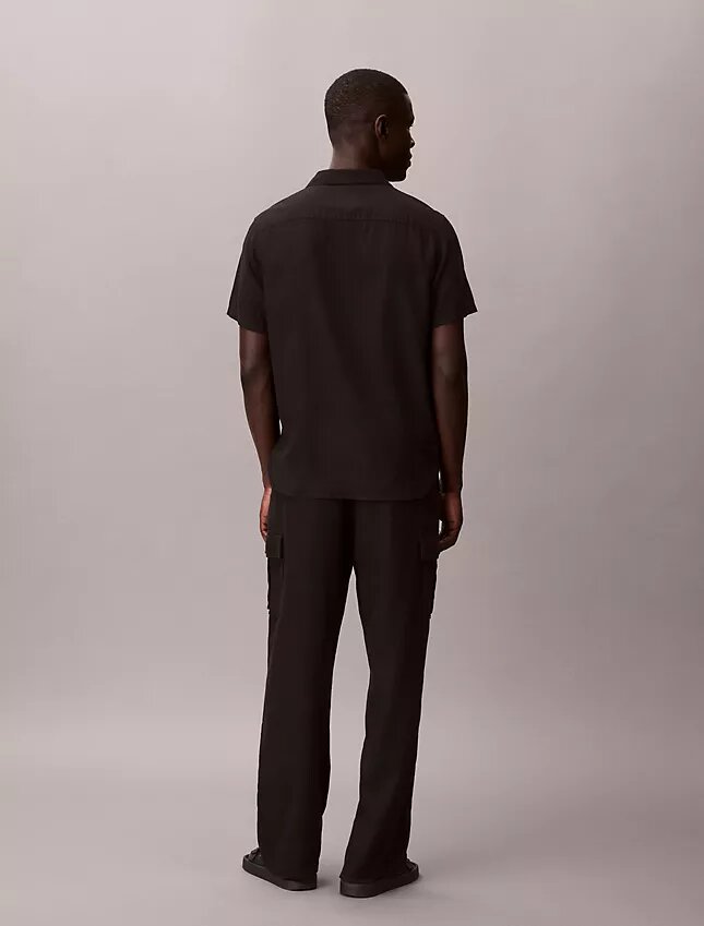 Pantalones cargo rectos holgados de lino y algodón Pantalones cargo rectos holgados de lino y algodón