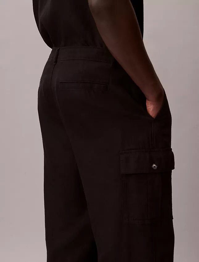 Pantalones cargo rectos holgados de lino y algodón Pantalones cargo rectos holgados de lino y algodón