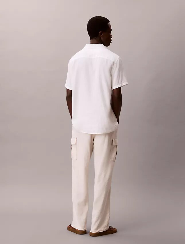Pantalones cargo rectos holgados de lino y algodón Pantalones cargo rectos holgados de lino y algodón