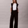 Pantalones chinos de algodón elástico de pierna ancha Pantalones chinos de algodón elástico de pierna ancha