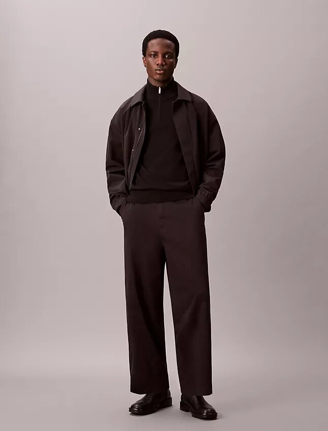 Pantalones chinos holgados de sarga Cotton Stretch de algodón Pantalones chinos holgados de sarga Cotton Stretch de algodón