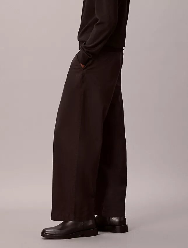 Pantalones chinos holgados de sarga Cotton Stretch de algodón Pantalones chinos holgados de sarga Cotton Stretch de algodón