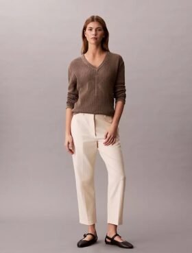 Pantalones chinos rectos de algodón elástico