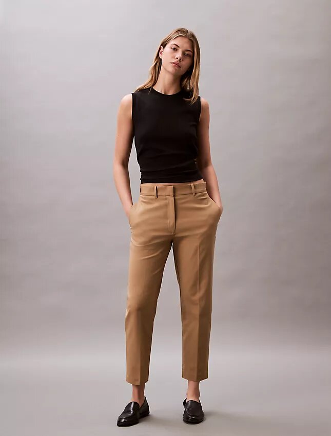 Pantalones chinos rectos de algodón elástico Pantalones chinos rectos de algodón elástico
