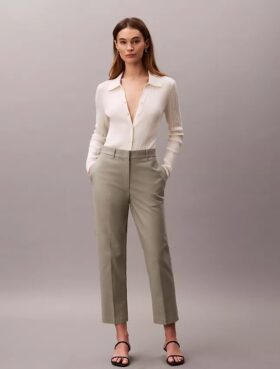 Pantalones chinos rectos de algodón elástico
