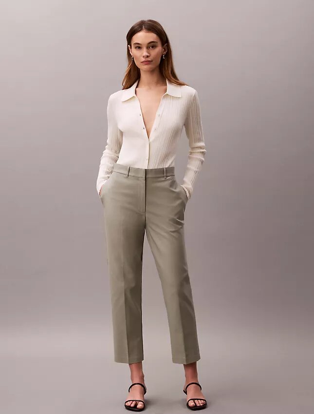 Pantalones chinos rectos de algodón elástico Pantalones chinos rectos de algodón elástico