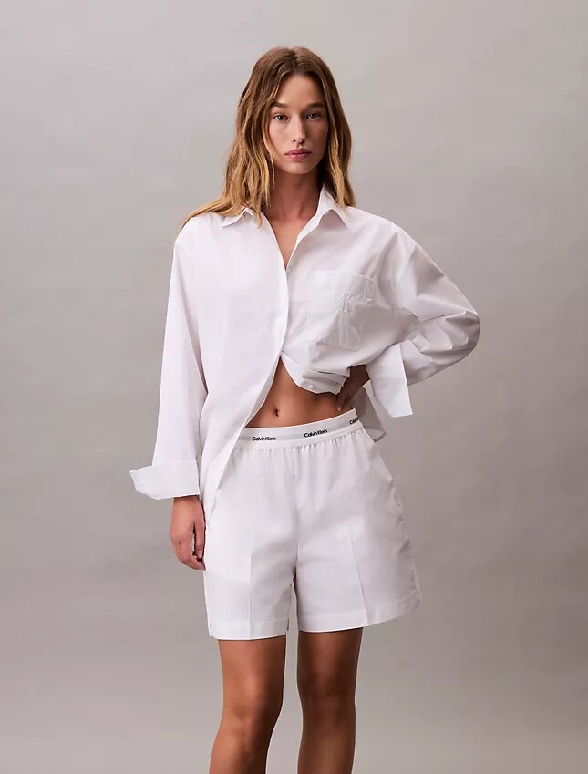 Pantalones cortos de algodón con cintura con logotipo Pantalones cortos de algodón con cintura con logotipo