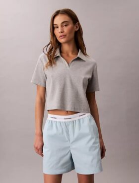 Pantalones cortos de algodón con cintura con logotipo Pantalones cortos de algodón con cintura con logotipo