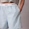 Pantalones cortos de algodón con cintura con logotipo Pantalones cortos de algodón con cintura con logotipo