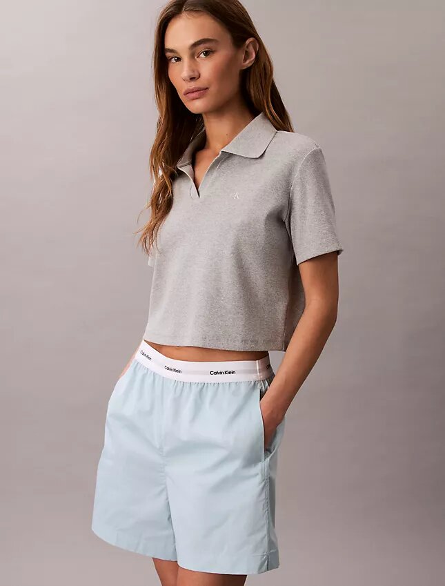 Pantalones cortos de algodón con cintura con logotipo Pantalones cortos de algodón con cintura con logotipo