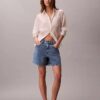Pantalones cortos de Denim con corte en A Pantalones cortos de Denim con corte en A