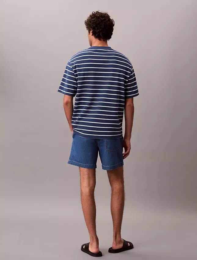 Pantalones cortos de Denim con mezcla de lino Pantalones cortos de Denim con mezcla de lino
