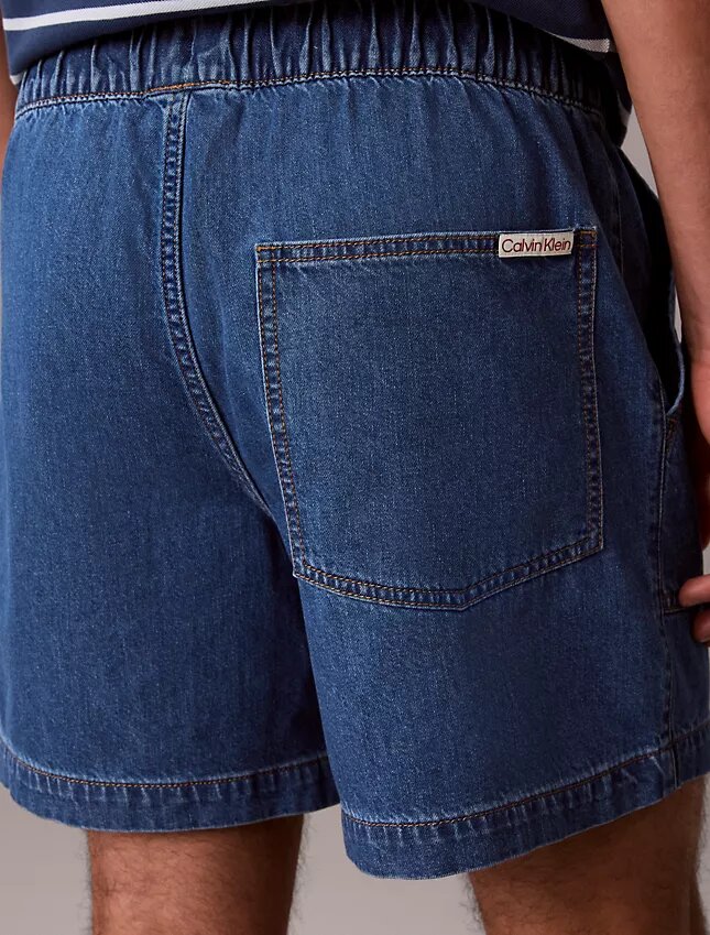 Pantalones cortos de Denim con mezcla de lino Pantalones cortos de Denim con mezcla de lino