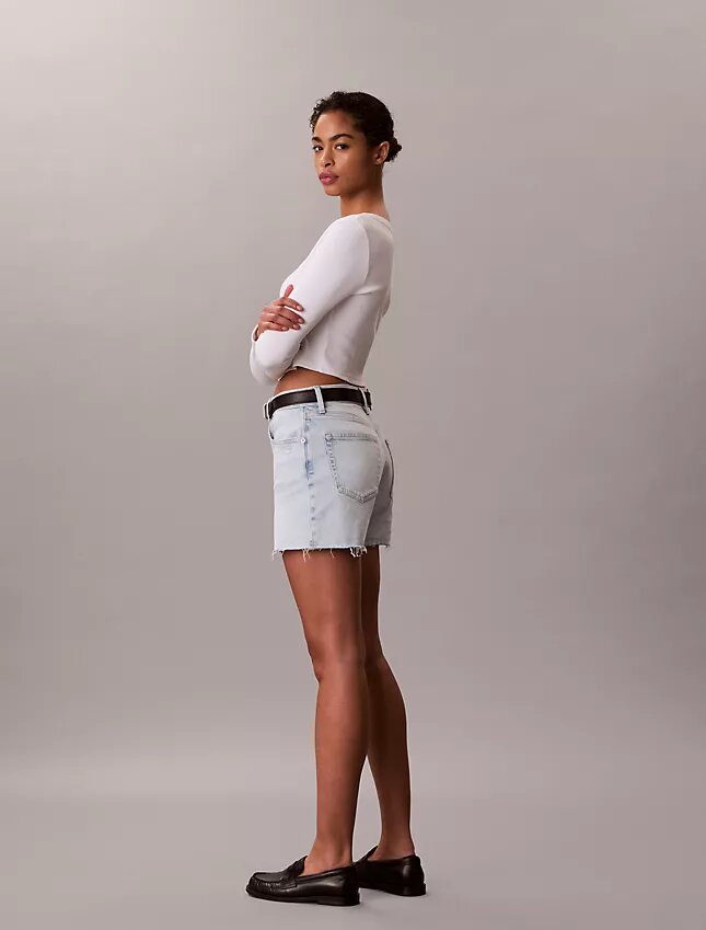 Pantalones cortos de Denim de talle alto Pantalones cortos de Denim de talle alto