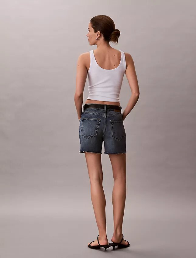 Pantalones cortos de Denim de talle alto Pantalones cortos de Denim de talle alto