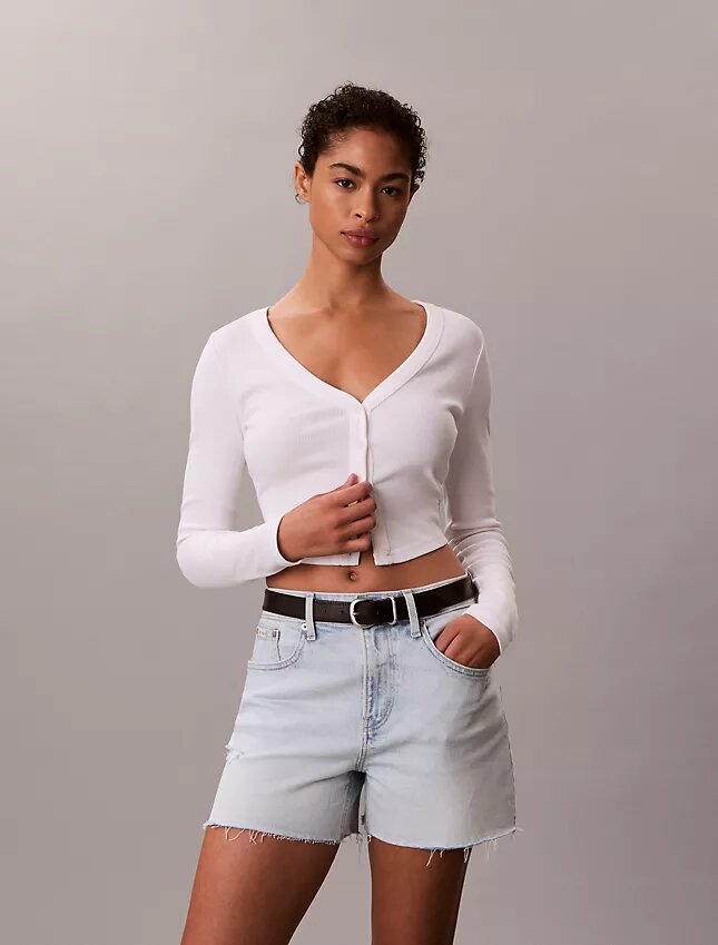 Pantalones cortos de Denim de talle alto Pantalones cortos de Denim de talle alto