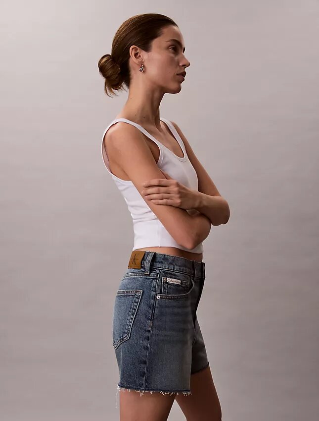 Pantalones cortos de Denim de talle alto Pantalones cortos de Denim de talle alto