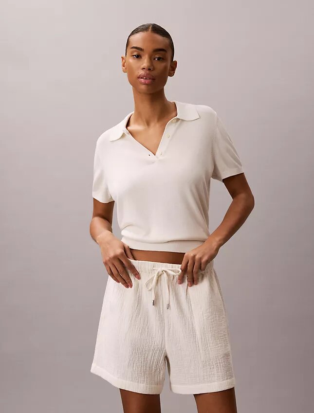 Pantalones cortos de doble gasa sin cordón Pantalones cortos de doble gasa sin cordón