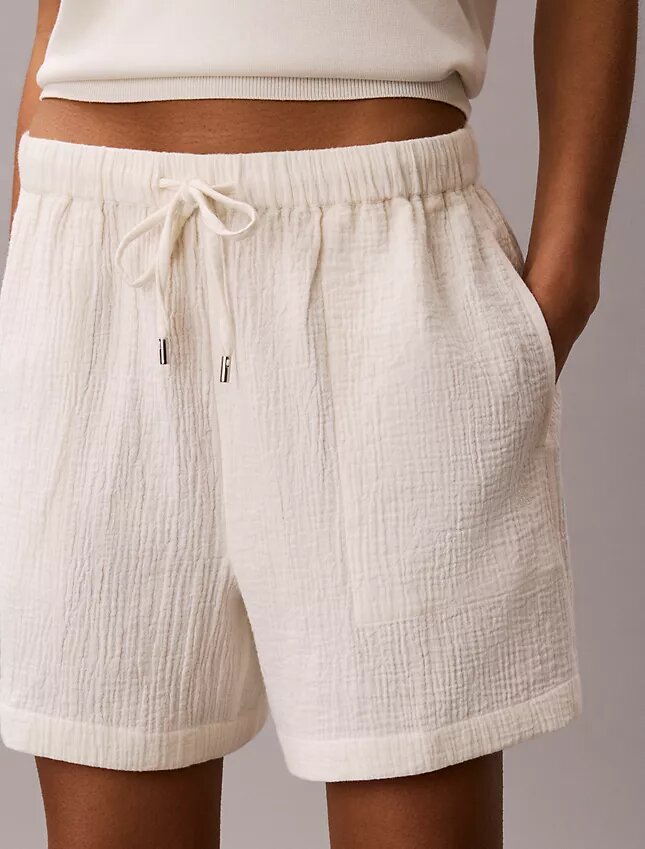 Pantalones cortos de doble gasa sin cordón Pantalones cortos de doble gasa sin cordón