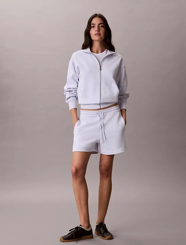 Pantalones cortos de felpa con cinta con el logotipo Pantalones cortos de felpa con cinta con el logotipo