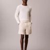 Pantalones cortos de lino y algodón sin cremallera Pantalones cortos de lino y algodón sin cremallera