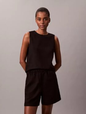 Pantalones cortos de lino y algodón sin cremallera