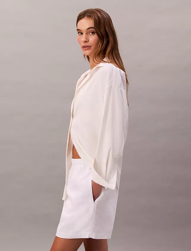 Pantalones cortos de lino y algodón sin cremallera Pantalones cortos de lino y algodón sin cremallera