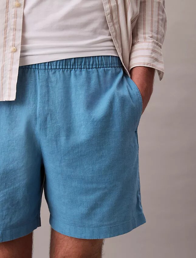 Pantalones cortos de lino y algodón sin cremallera Pantalones cortos de lino y algodón sin cremallera
