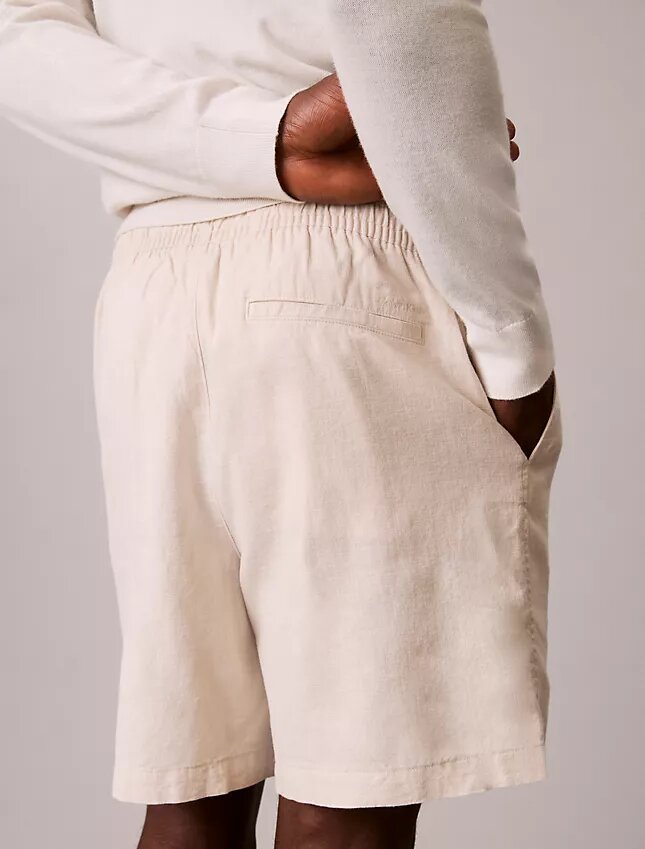 Pantalones cortos de lino y algodón sin cremallera Pantalones cortos de lino y algodón sin cremallera