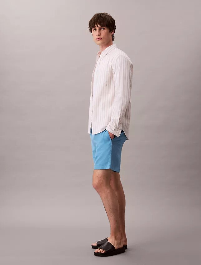 Pantalones cortos de lino y algodón sin cremallera Pantalones cortos de lino y algodón sin cremallera