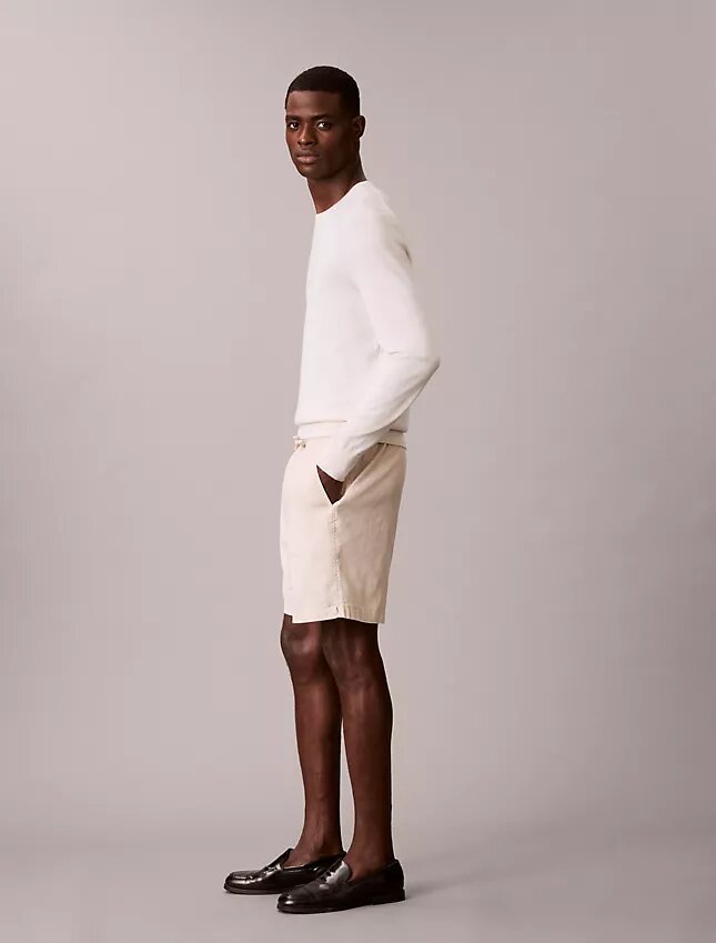 Pantalones cortos de lino y algodón sin cremallera Pantalones cortos de lino y algodón sin cremallera