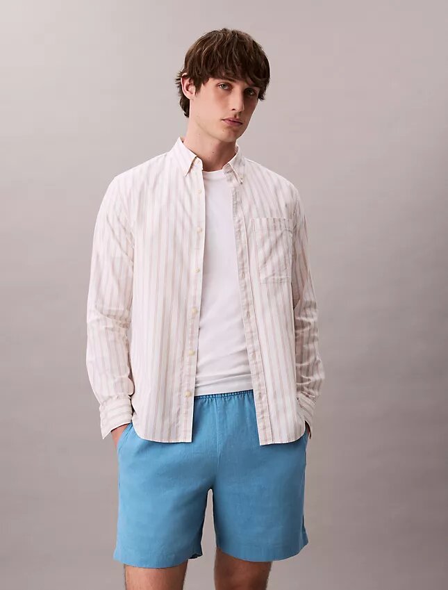 Pantalones cortos de lino y algodón sin cremallera Pantalones cortos de lino y algodón sin cremallera