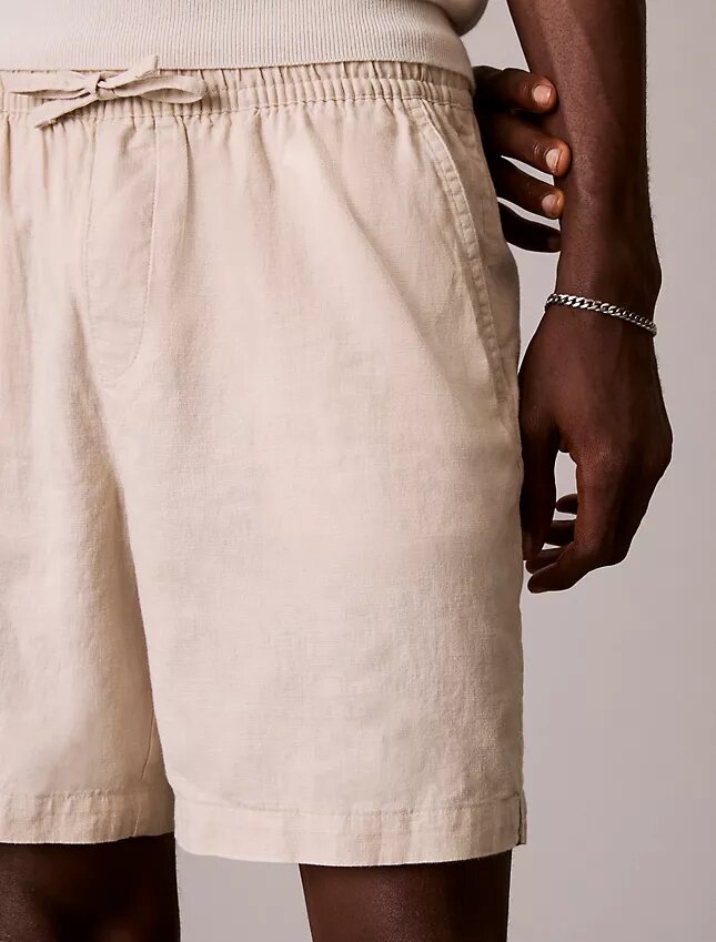 Pantalones cortos de lino y algodón sin cremallera Pantalones cortos de lino y algodón sin cremallera