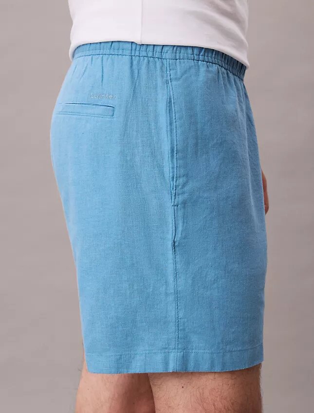 Pantalones cortos de lino y algodón sin cremallera Pantalones cortos de lino y algodón sin cremallera