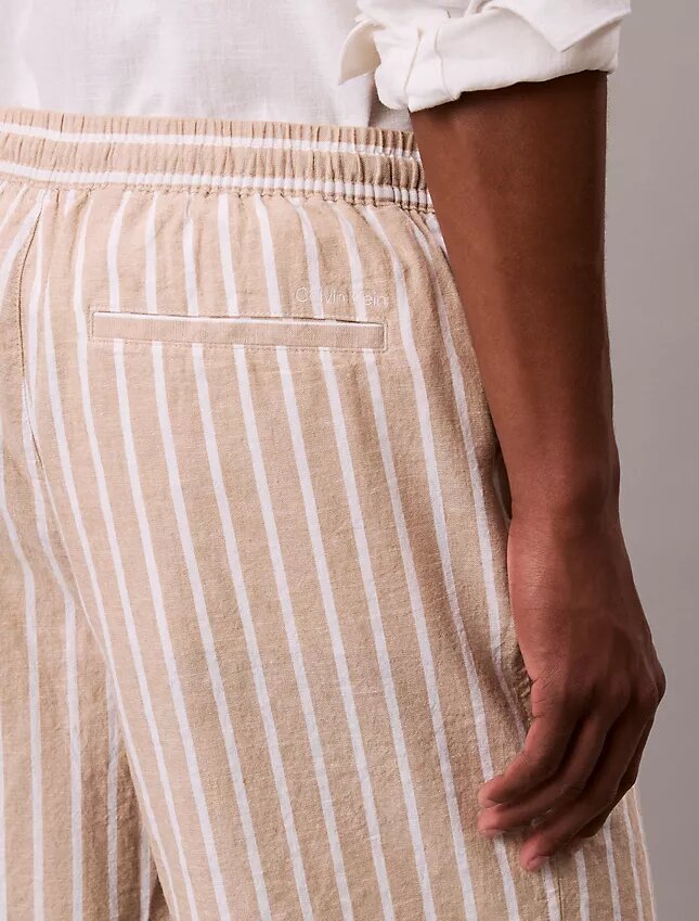 Pantalones cortos de mezcla de lino a rayas Pantalones cortos de mezcla de lino a rayas